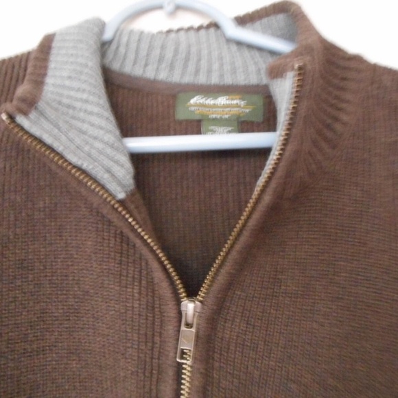 Eddie Bauer 1/4 zip style Brown sweater - Picture 3 of 6